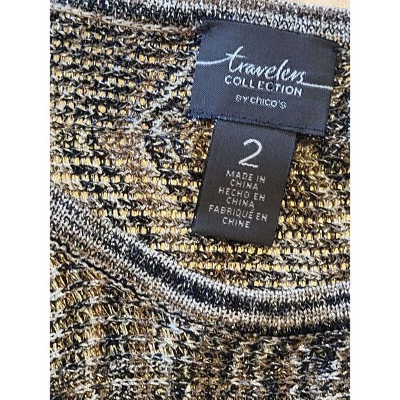 Chico's Travelers‎ 2 Scoop Neck 3/4 Sleeve Slinky Knit Tunic Fringe Hem (DEFECT) - Picture 3 of 9